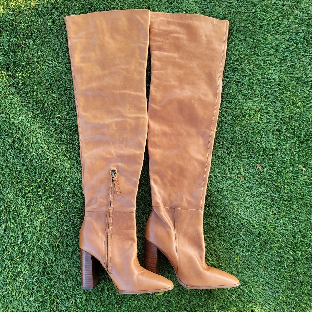 ZARA 100% LEATHER KNEE HIGHHEELED BOOTS SIZE 8